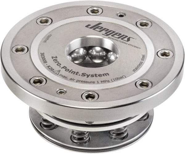 Jergens - ZPS Pneumatic CNC Quick Change Clamping Module - 1 Module Center, M22 Top Mount, 25 kN Retention Force, 8 bar (116 Lb/Sq In) Unlocking Pressure, 0.005mm Repeatability - Apex Tool & Supply