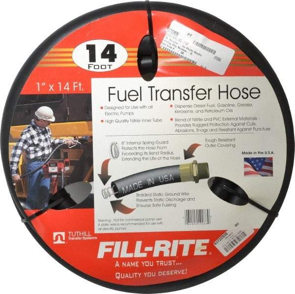 Tuthill - 1" ID x 1.45" OD x 14' OAL, NPT Petroleum Transfer Hose - -30 to 140°F - Apex Tool & Supply