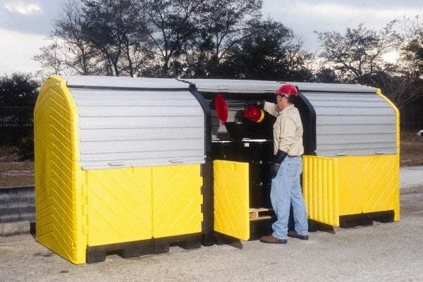 UltraTech - 75 Gal Sump, 9,000 Lb Capacity, 12 Drum, Polyethylene Spill Deck or Pallet - 136" Long x 64" Wide x 88" High, Liftable Fork, Drain Included, Low Profile, 2 x 2 Drum Configuration - Apex Tool & Supply