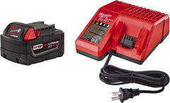 Milwaukee Tool - 18 Volt Lithium-Ion Power Tool Battery - 5 Ahr Capacity, 110 min Charge Time, Series RED LITHIUM - Apex Tool & Supply