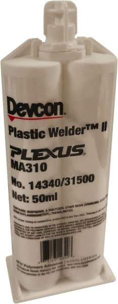 Plexus - 25 mL Cartridge Two Part Adhesive - 3 to 6 min Working Time, 3,000 to 3,600 psi Shear Strength, Series MA 300 - Apex Tool & Supply