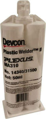 Plexus - 50 mL Cartridge Two Part Acrylic Adhesive - 15 to 18 min Working Time, 60°F to 95°F, 4,500 psi Shear Strength - Apex Tool & Supply