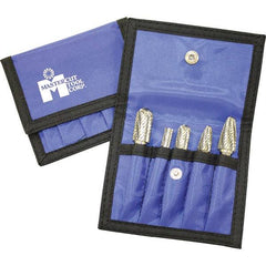 Made in USA - 5 Piece, 6mm Shank Burr Set - Multiple Head Shapes, Solid Carbide, 6° Included Angle - Apex Tool & Supply