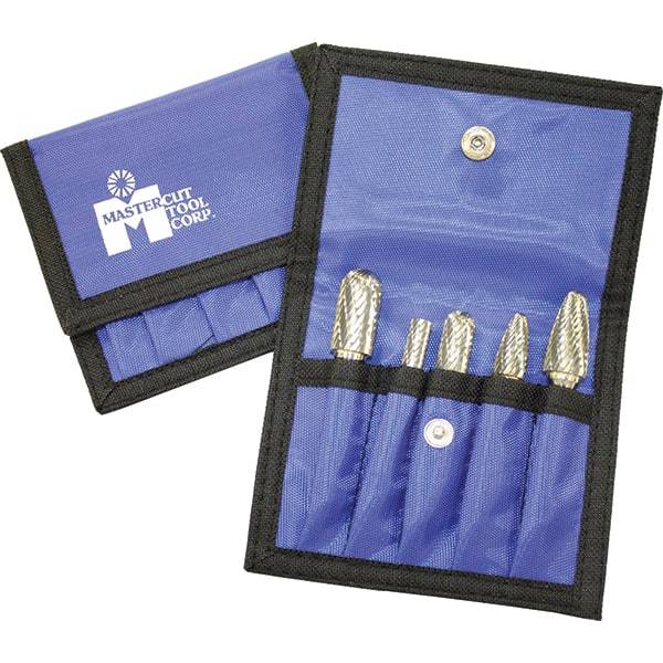 Made in USA - 3 Piece, 1/4" Shank Burr Set - Multiple Head Shapes, Solid Carbide - Apex Tool & Supply