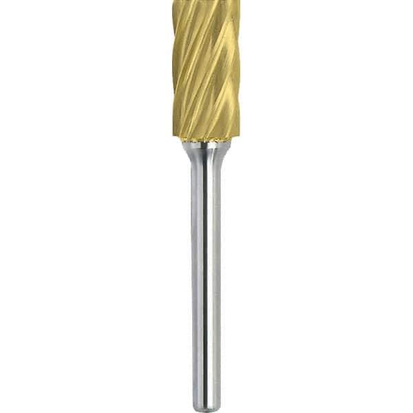 Made in USA - 1/4" Cut Diam, 1/8" Shank Diam, Cylinder Head Aluma Cut Burr - Carbide, 1/2" LOC, 2" OAL - Apex Tool & Supply