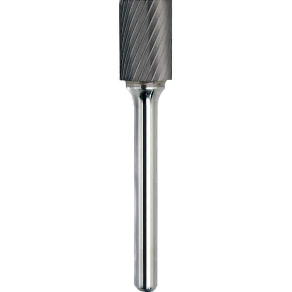 Made in USA - 5/16" Cut Diam, 1/4" Shank Diam, Cylinder Head Single Cut Burr - Carbide, 3/4" LOC, 2-1/2" OAL - Apex Tool & Supply