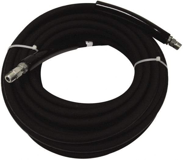 Value Collection - 50' Long, 3/8" Fitting, Male Rigid x Male Swivel Fitting, -40 to 310°F, Synthetic Rubber High Temp & High Pressure Hose - 3/8" Inside x 5/8" Outside Diam, Black, 3,000 psi - Apex Tool & Supply