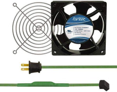 Made in USA - 115 Volts, AC, 103 CFM, Square Tube Axial Fan Kit - 0.26 Amp Rating, 120mm High x 120mm Wide x 38.5mm Deep, Includes Fan, Fan Guard, Thermostatically Controlled Fan Cord - Apex Tool & Supply