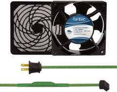 Made in USA - 115 Volts, AC, 80 CFM, Square Tube Axial Fan Kit - 0.18 Amp Rating, 120mm High x 120mm Wide x 38.5mm Deep, Includes Fan, Fan Filter, Thermostatically Controlled Fan Cord - Apex Tool & Supply