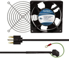 Made in USA - 230 Volts, AC, 80 CFM, Square Tube Axial Fan Kit - 0.07/0.06 Amp Rating, 120mm High x 120mm Wide x 38.5mm Deep, Includes Fan, Fan Filter, Fan Cord - Apex Tool & Supply
