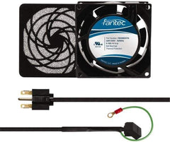Made in USA - 230 Volts, AC, 32 CFM, Square Tube Axial Fan Kit - 0.06/0.05 Amp Rating, 3.15" High x 3" Wide x 38.5mm Deep, Includes Fan, Fan Guard, Fan Cord - Apex Tool & Supply