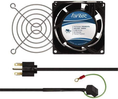 Made in USA - 230 Volts, AC, 32 CFM, Square Tube Axial Fan Kit - 0.06/0.05 Amp Rating, 3.15" High x 3" Wide x 38.5mm Deep, Includes Fan, Fan Filter, Fan Cord - Apex Tool & Supply