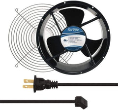 Made in USA - 115 Volts, AC, 600 CFM, Round Tube Axial Fan Kit - 0.22/0.24 Amp Rating, 254mm High x 254mm Wide x 89mm Deep, Includes Fan, Fan Guard, Fan Cord - Apex Tool & Supply