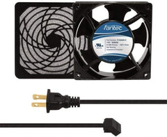 Made in USA - 115 Volts, AC, 103 CFM, Square Tube Axial Fan Kit - 0.26 Amp Rating, 120mm High x 120mm Wide x 38.5mm Deep, Includes Fan, Fan Filter, Fan Cord - Apex Tool & Supply