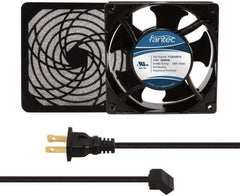 Made in USA - 115 Volts, AC, 80 CFM, Square Tube Axial Fan Kit - 0.18 Amp Rating, 120mm High x 120mm Wide x 38.5mm Deep, Includes Fan, Fan Filter, Fan Cord - Apex Tool & Supply