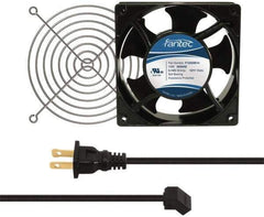 Made in USA - 115 Volts, AC, 80 CFM, Square Tube Axial Fan Kit - 0.18 Amp Rating, 120mm High x 120mm Wide x 38.5mm Deep, Includes Fan, Fan Guard, Fan Cord - Apex Tool & Supply
