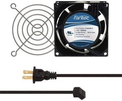 Made in USA - 115 Volts, AC, 31 CFM, Square Tube Axial Fan Kit - 0.18 Amp Rating, 3.15" High x 3" Wide x 38.5mm Deep, Includes Fan, Fan Guard, Fan Cord - Apex Tool & Supply