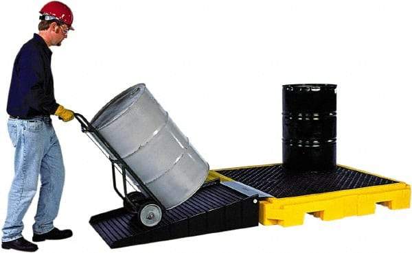 UltraTech - 75 Gal Sump, 9,000 Lb Capacity, 4 Drum, Polyethylene Spill Deck or Pallet - 63" Long x 62" Wide x 9" High, Liftable Fork, Low Profile, 2 x 4 Drum Configuration - Apex Tool & Supply