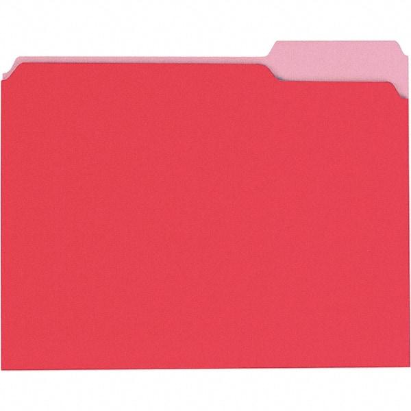 Universal One - 8-1/2 x 11", Letter Size, Red/Light Red, File Folders with Top Tab - 11 Point Stock, 1/3 Tab Cut Location - Apex Tool & Supply