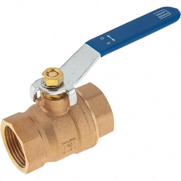 Value Collection - 1" Pipe, Bronze Full Port Ball Valve - 2 Piece, NPT Ends, Lever Handle, 600 WOG, 150 WSP - Apex Tool & Supply