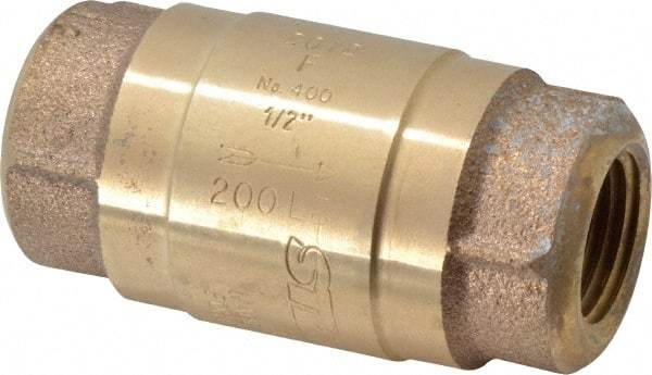 Strataflo - 1/2" Brass Check Valve - Inline, FNPT x FNPT, 400 WOG - Apex Tool & Supply
