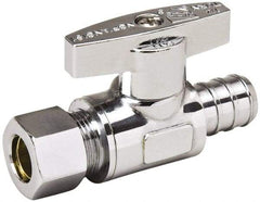 Value Collection - PEX 1/2 Inlet, 125 Max psi, Chrome Finish, Brass Water Supply Stop Valve - 3/8 Compression Outlet, Straight, Chrome Handle, For Use with Any Water Supply Shut Off Application - Apex Tool & Supply