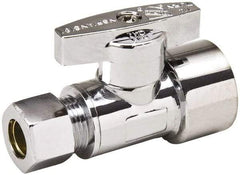 Value Collection - FIP 1/2 Inlet, 125 Max psi, Chrome Finish, Brass Water Supply Stop Valve - 3/8 Compression Outlet, Straight, Chrome Handle, For Use with Any Water Supply Shut Off Application - Apex Tool & Supply