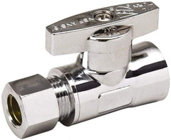 Value Collection - FIP 3/8 Inlet, 125 Max psi, Chrome Finish, Brass Water Supply Stop Valve - 3/8 Compression Outlet, Straight, Chrome Handle, For Use with Any Water Supply Shut Off Application - Apex Tool & Supply