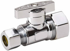 Value Collection - Compression 5/8 Inlet, 125 Max psi, Chrome Finish, Brass Water Supply Stop Valve - 3/8 Compression Outlet, Straight, Chrome Handle, For Use with Any Water Supply Shut Off Application - Apex Tool & Supply