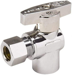 Value Collection - Sweat 1/2 Inlet, 125 Max psi, Chrome Finish, Brass Water Supply Stop Valve - 3/8 Compression Outlet, Angle, Chrome Handle, For Use with Any Water Supply Shut Off Application - Apex Tool & Supply