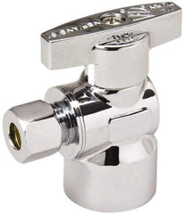 Value Collection - FIP 1/2 Inlet, 125 Max psi, Chrome Finish, Brass Water Supply Stop Valve - 1/4 Compression Outlet, Angle, Chrome Handle, For Use with Any Water Supply Shut Off Application - Apex Tool & Supply
