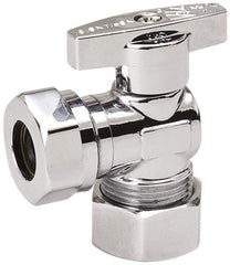 Value Collection - Compression 5/8 Inlet, 125 Max psi, Chrome Finish, Brass Water Supply Stop Valve - 7/16 Compression Outlet, Angle, Chrome Handle, For Use with Any Water Supply Shut Off Application - Apex Tool & Supply