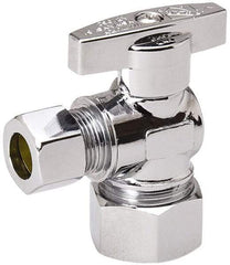 Value Collection - Compression 5/8 Inlet, 125 Max psi, Chrome Finish, Brass Water Supply Stop Valve - 3/8 Compression Outlet, Angle, Chrome Handle, For Use with Any Water Supply Shut Off Application - Apex Tool & Supply