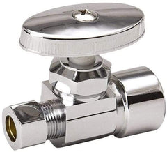 Value Collection - FIP 1/2 Inlet, 125 Max psi, Chrome Finish, Brass Water Supply Stop Valve - 3/8 Compression Outlet, Straight, Chrome Handle, For Use with Any Water Supply Shut Off Application - Apex Tool & Supply