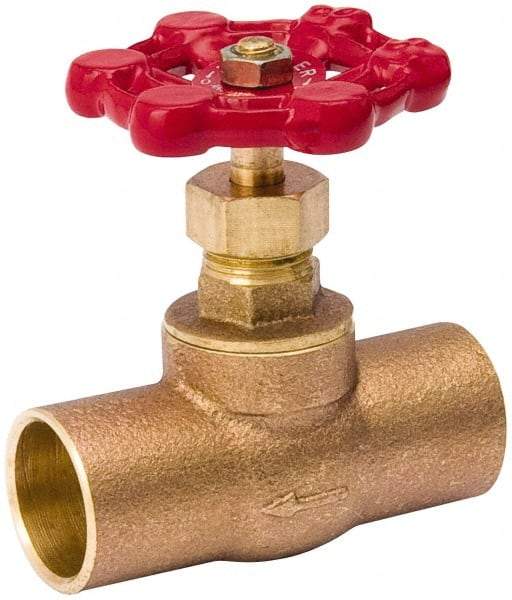 Value Collection - 3/4" Pipe, 125 psi WOG Rating, Brass, Stop Valve - Lobe Type Handle, C x C End Connections, Use with Water, Oil, Air - Apex Tool & Supply
