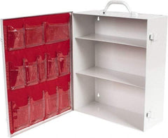 Medique - 15-3/4 Inch Wide x 5-3/8 Inch Deep x 16-3/4 Inch High, Fixed Industrial Empty First Aid Cabinet - Metal, Horizontal, 3 Shelves, White - Apex Tool & Supply
