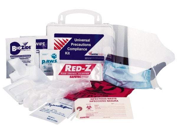 Medique - 13 Piece, Body Fluid Clean-Up First Aid Kit - 6-1/4" Wide x 3" Deep x 6" High, Cardboard - Apex Tool & Supply