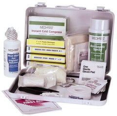 Medique - 24 Piece, 10 Person, Multipurpose/Auto/Travel First Aid Kit - 9-1/2" Wide x 2-3/4" Deep x 6-3/4" High, Metal Case - Apex Tool & Supply