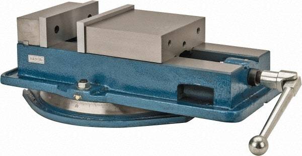 Interstate - 8" Jaw Width, 8-1/4" Jaw Opening Capacity, Horizontal Swivel Machine Vise - Manual Operation, 1 Station, 21-3/4" Long x 5-5/16" High x 2" Deep, 2" Jaw Height - Apex Tool & Supply