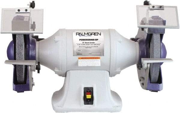 Palmgren - 10" Wheel Diam x 1" Wheel Width, 1-1/2 hp Grinder - 1" Arbor Hole Diam, 1 Phase, 1,725 Max RPM, 115/230 Volts - Apex Tool & Supply