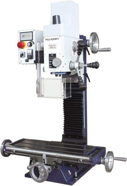 Palmgren - 7" Table Width x 19-11/16" Table Length, Electronic Variable Speed Control, 1 Phase Knee Milling Machine - 2MT Spindle Taper, 1-1/4 hp - Apex Tool & Supply