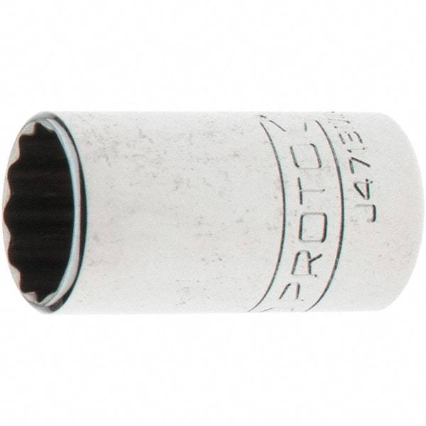 Proto - 1/4" Drive, Standard Hand Socket - 12 Points, 1-17/64" OAL, Steel, Chrome Finish - Apex Tool & Supply