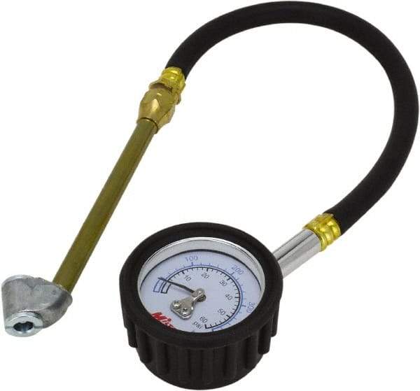 Milton - 0 to 60 psi Dial Dual Head Tire Pressure Gauge - 12' Hose Length, 2 psi Resolution - Apex Tool & Supply