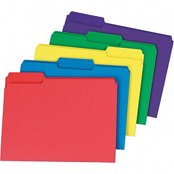 Universal One - 9-5/8 x 11-3/4", Letter Size, Assorted Colors, File Folders with Top Tab - 11 Point Stock, 1/3 Tab Cut Location - Apex Tool & Supply