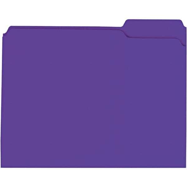 Universal One - 9-5/8 x 11-3/4", Letter Size, Violet, File Folders with Top Tab - 11 Point Stock, 1/3 Tab Cut Location - Apex Tool & Supply