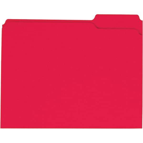 Universal One - 9-5/8 x 11-3/4", Letter Size, Red, File Folders with Top Tab - 11 Point Stock, 1/3 Tab Cut Location - Apex Tool & Supply