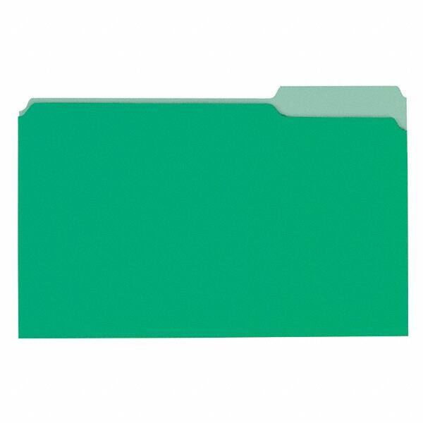 Universal One - 9-5/8 x 14-3/4", Legal, Bright Green/Light Green, File Folders with Top Tab - 11 Point Stock, 1/3 Tab Cut Location - Apex Tool & Supply