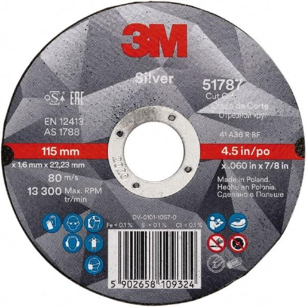 3M - 4-1/2" Ceramic Cutoff Wheel - 0.045" Thick, 7/8" Arbor, Use with Angle Grinders - Apex Tool & Supply