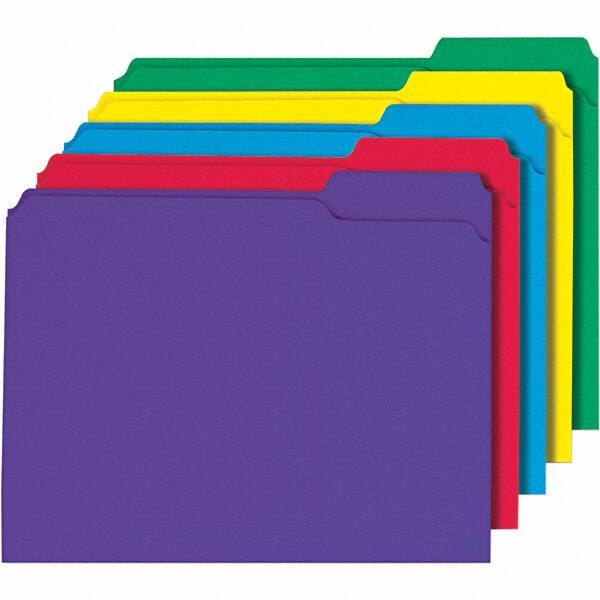 Universal One - 9-5/8 x 11-3/4", Letter Size, Assorted Colors, File Folders with Top Tab - 11 Point Stock, 1/3 Tab Cut Location - Apex Tool & Supply