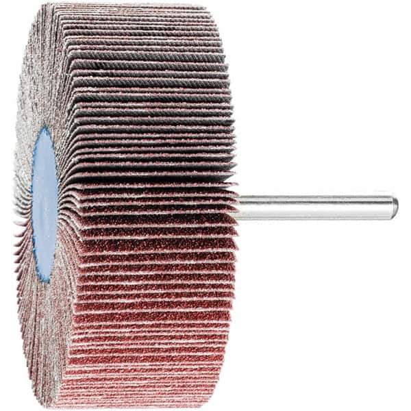 PFERD - 3" Diam x 1" Face Width, Aluminum Oxide Coated Mounted Flap Wheel - 1/4" Shank Mount, 80 Grit, 20,000 Max RPM - Apex Tool & Supply